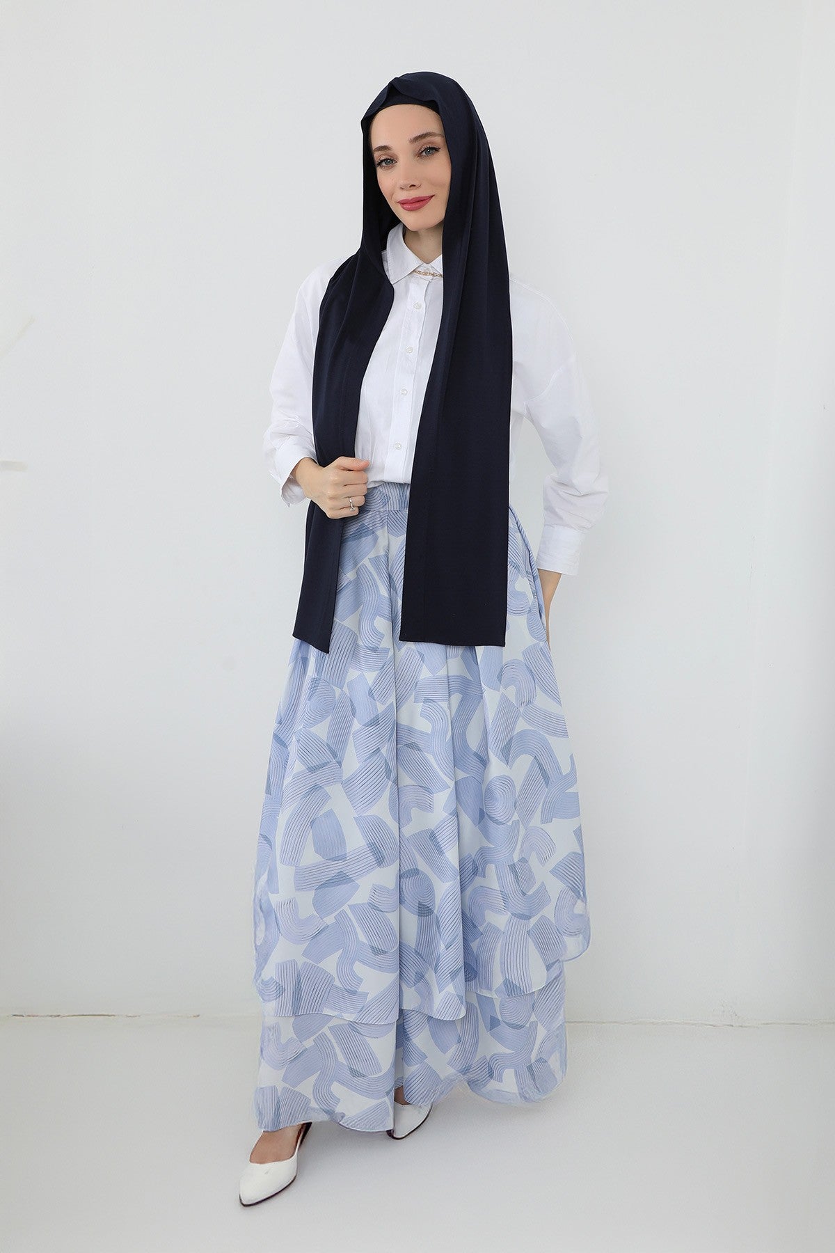 Two-Piece Jersey Hijab Set – Soft Scarf and Matching Undercap, Plain Jersey Hijab & Undercap Set for Everyday Wear,PS-57 Navy Blue