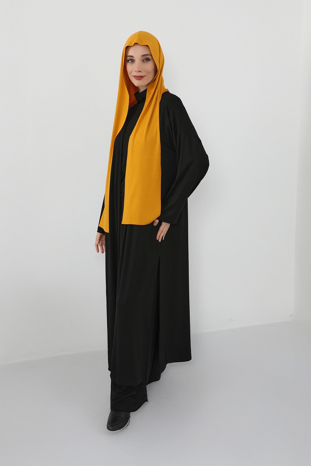 Two-Piece Jersey Hijab Set – Soft Scarf and Matching Undercap, Plain Jersey Hijab & Undercap Set for Everyday Wear,PS-57 Mustard Yellow