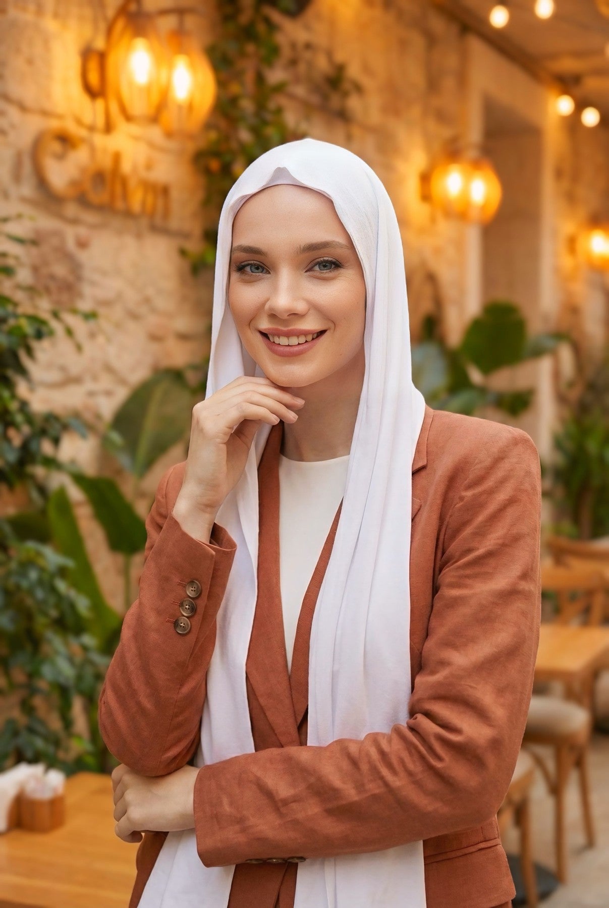 Two-Piece Jersey Hijab Set – Soft Scarf and Matching Undercap, Plain Jersey Hijab & Undercap Set for Everyday Wear,PS-57 White