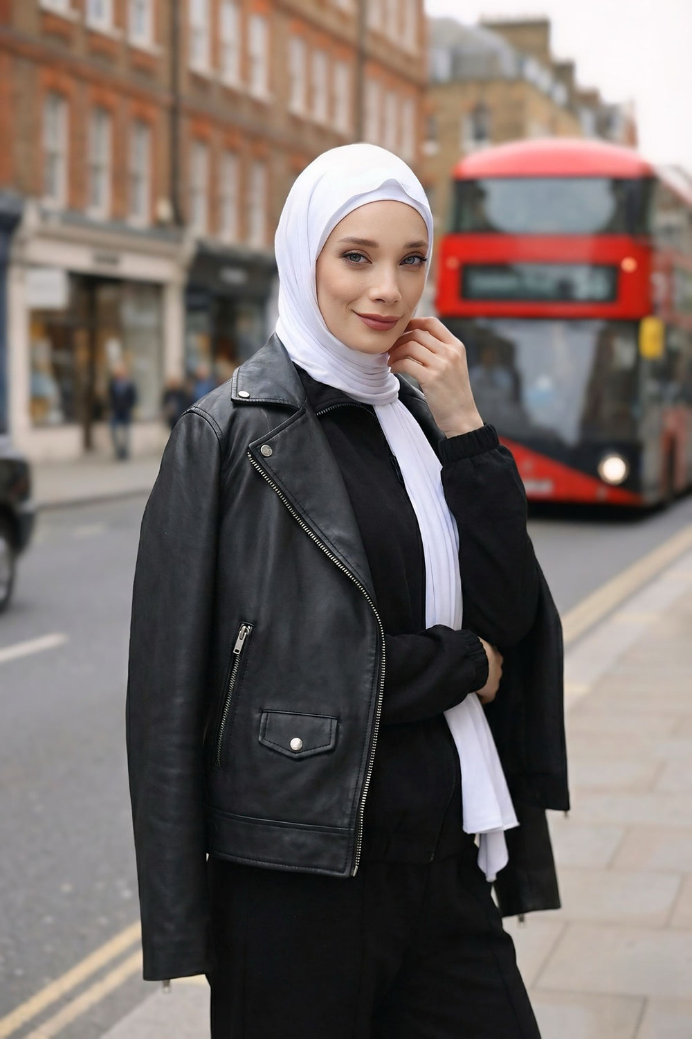 Two-Piece Jersey Hijab Set – Soft Scarf and Matching Undercap, Plain Jersey Hijab & Undercap Set for Everyday Wear,PS-57 White