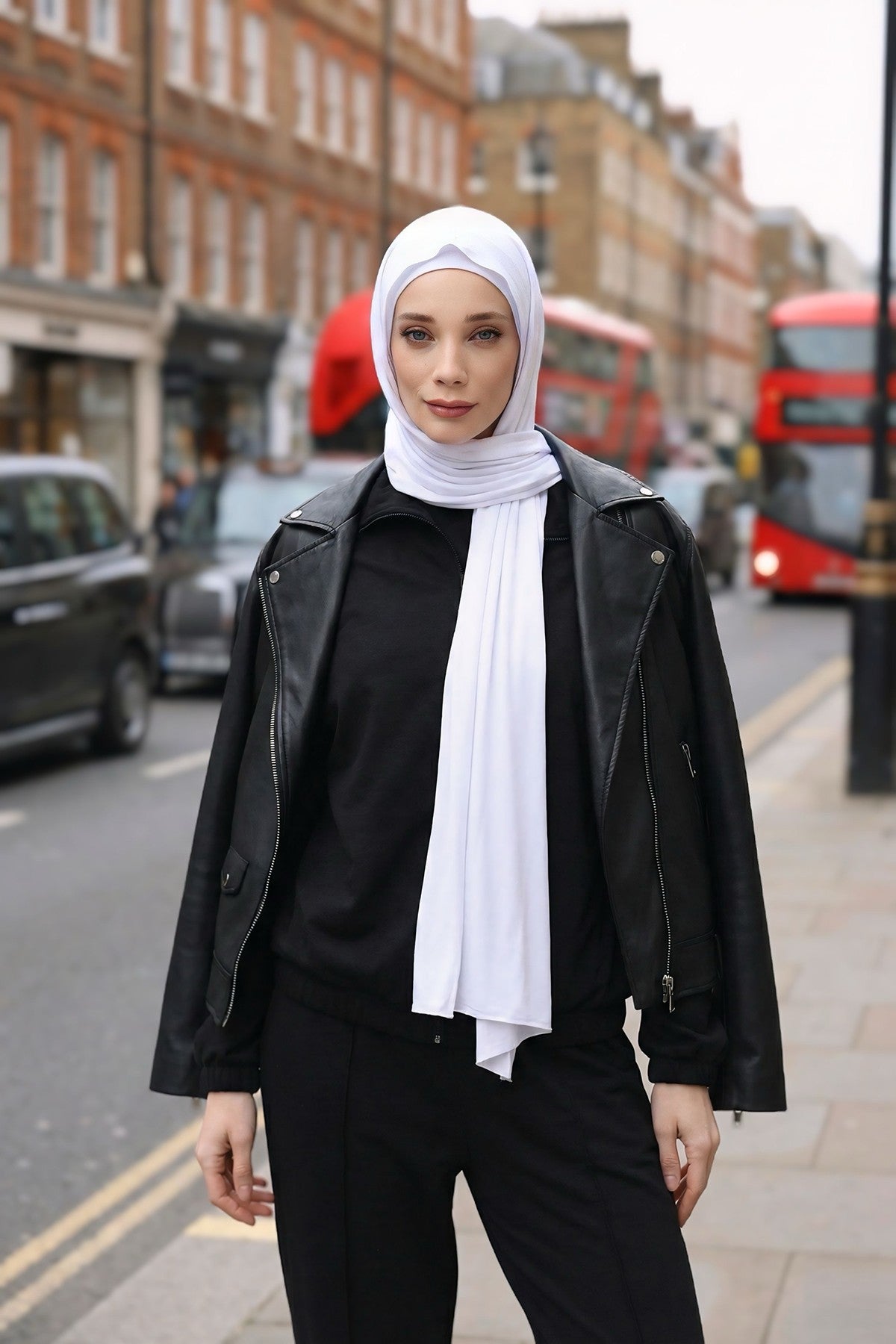 Two-Piece Jersey Hijab Set – Soft Scarf and Matching Undercap, Plain Jersey Hijab & Undercap Set for Everyday Wear,PS-57 White