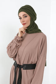 Two-Piece Jersey Hijab Set – Soft Scarf and Matching Undercap, Plain Jersey Hijab & Undercap Set for Everyday Wear,PS-57 Army Green