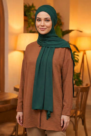 Two-Piece Jersey Hijab Set – Soft Scarf and Matching Undercap, Plain Jersey Hijab & Undercap Set for Everyday Wear,PS-57 Green