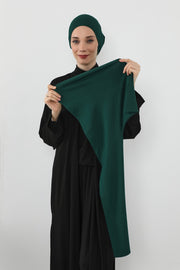 Two-Piece Jersey Hijab Set – Soft Scarf and Matching Undercap, Plain Jersey Hijab & Undercap Set for Everyday Wear,PS-57 Green