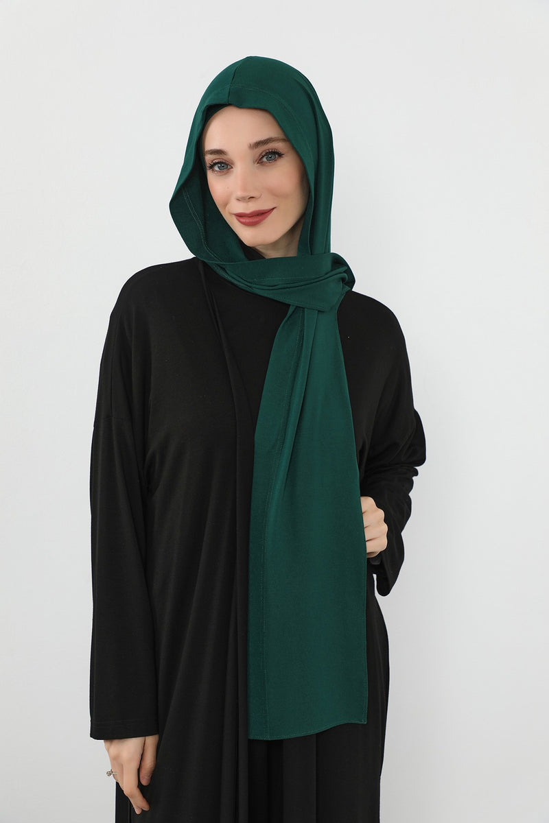 Two-Piece Jersey Hijab Set – Soft Scarf and Matching Undercap, Plain Jersey Hijab & Undercap Set for Everyday Wear,PS-57 Green