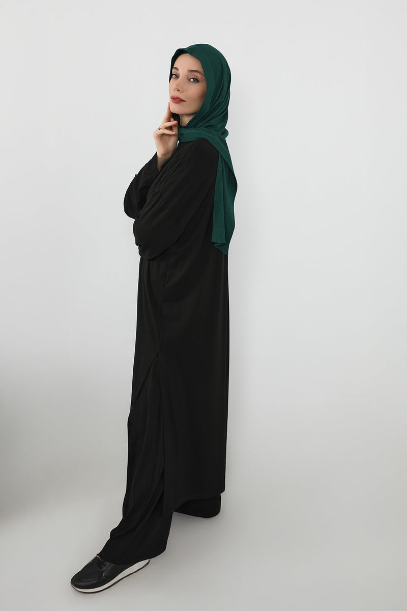 Two-Piece Jersey Hijab Set – Soft Scarf and Matching Undercap, Plain Jersey Hijab & Undercap Set for Everyday Wear,PS-57 Green