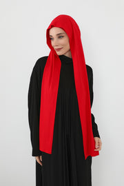 Two-Piece Jersey Hijab Set – Soft Scarf and Matching Undercap, Plain Jersey Hijab & Undercap Set for Everyday Wear,PS-57 Red
