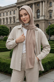 Two-Piece Jersey Hijab Set – Soft Scarf and Matching Undercap, Plain Jersey Hijab & Undercap Set for Everyday Wear,PS-57 Mink