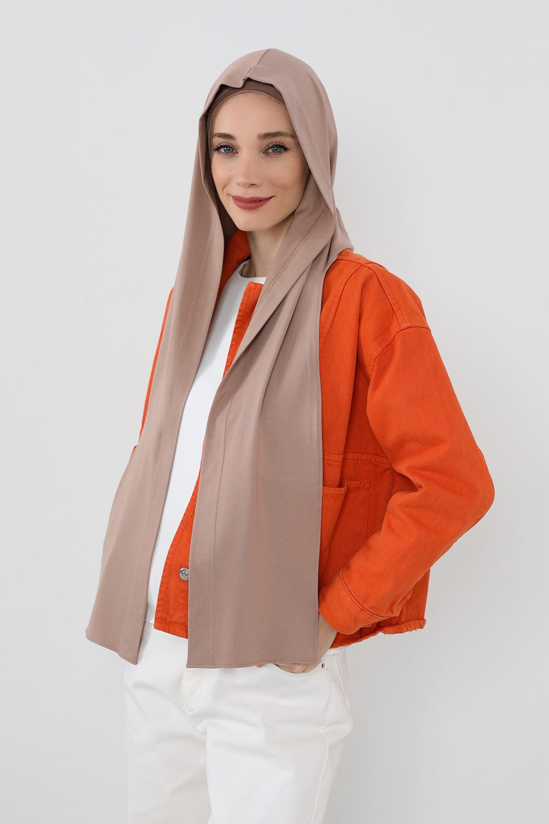 Two-Piece Jersey Hijab Set – Soft Scarf and Matching Undercap, Plain Jersey Hijab & Undercap Set for Everyday Wear,PS-57 Mink