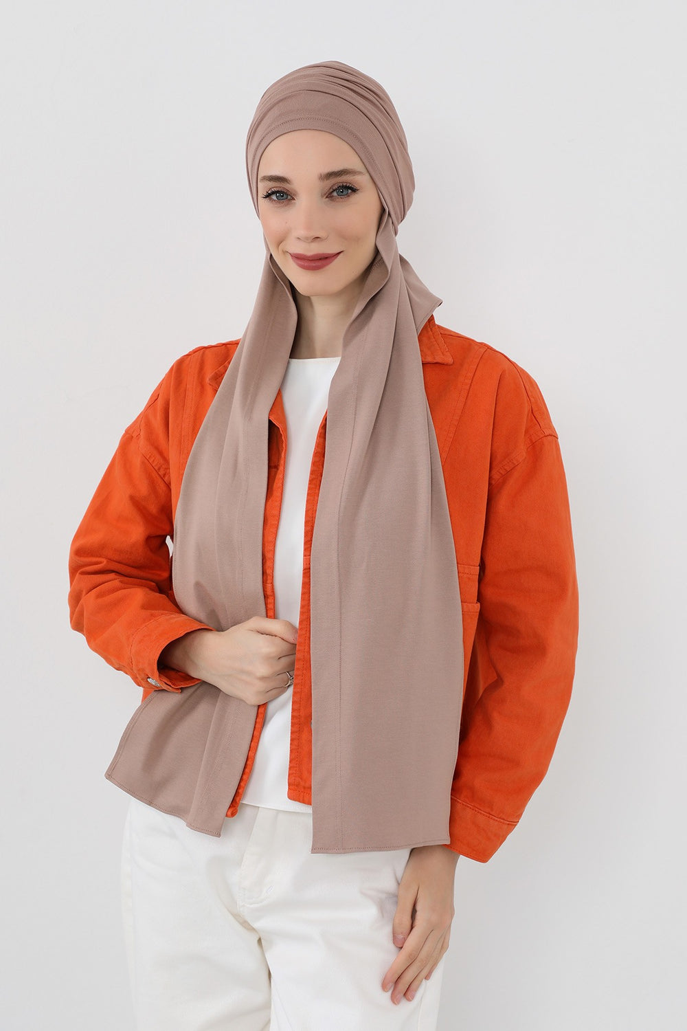 Two-Piece Jersey Hijab Set – Soft Scarf and Matching Undercap, Plain Jersey Hijab & Undercap Set for Everyday Wear,PS-57 Mink