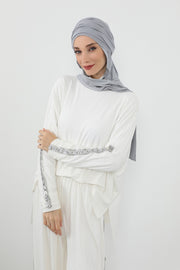 Two-Piece Jersey Hijab Set – Soft Scarf and Matching Undercap, Plain Jersey Hijab & Undercap Set for Everyday Wear,PS-57 Grey 2