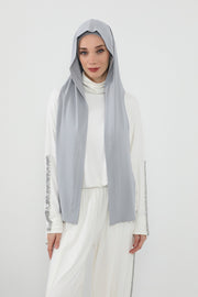 Two-Piece Jersey Hijab Set – Soft Scarf and Matching Undercap, Plain Jersey Hijab & Undercap Set for Everyday Wear,PS-57 Grey 2