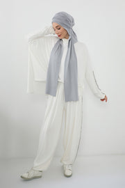 Two-Piece Jersey Hijab Set – Soft Scarf and Matching Undercap, Plain Jersey Hijab & Undercap Set for Everyday Wear,PS-57 Grey 2