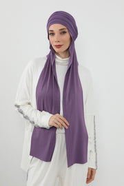 Two-Piece Jersey Hijab Set – Soft Scarf and Matching Undercap, Plain Jersey Hijab & Undercap Set for Everyday Wear,PS-57 Purple 2