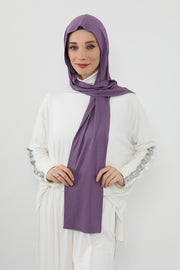 Two-Piece Jersey Hijab Set – Soft Scarf and Matching Undercap, Plain Jersey Hijab & Undercap Set for Everyday Wear,PS-57 Purple 2