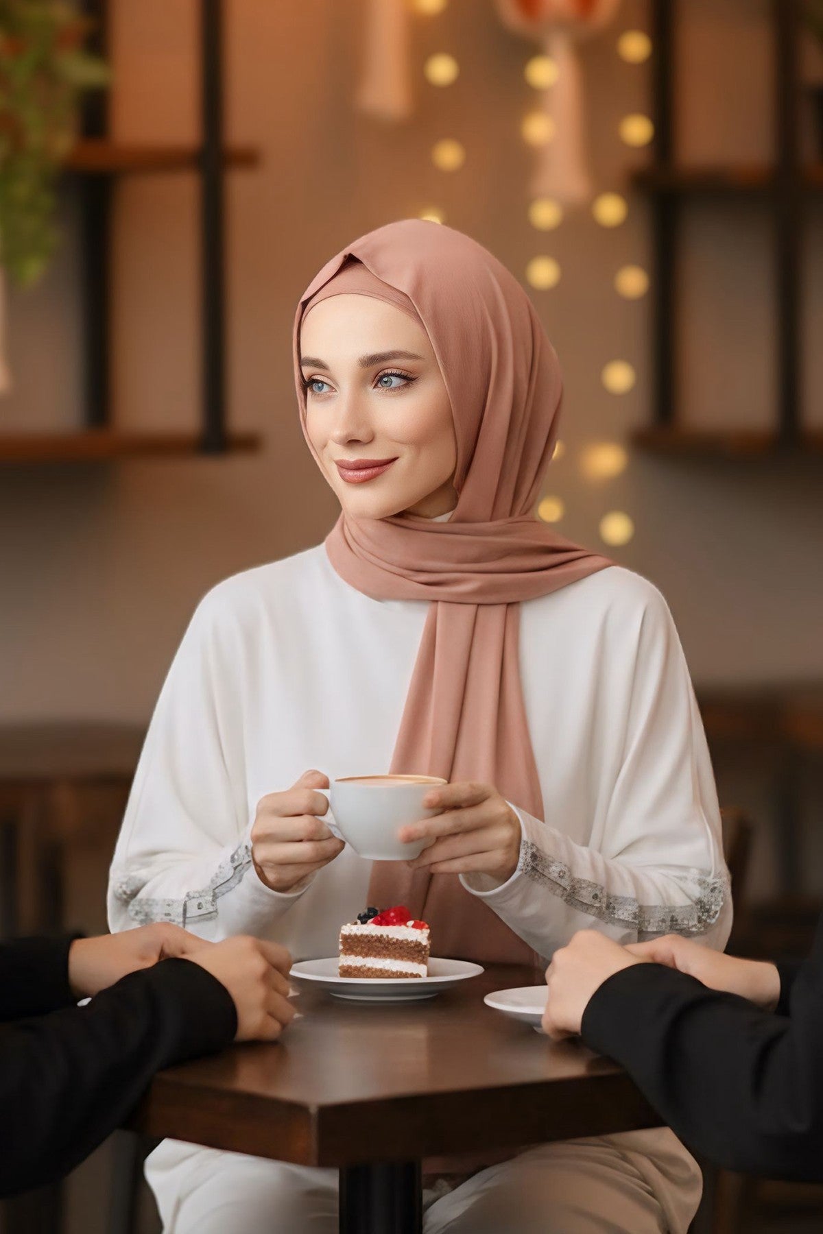 Two-Piece Jersey Hijab Set – Soft Scarf and Matching Undercap, Plain Jersey Hijab & Undercap Set for Everyday Wear,PS-57 Salmon