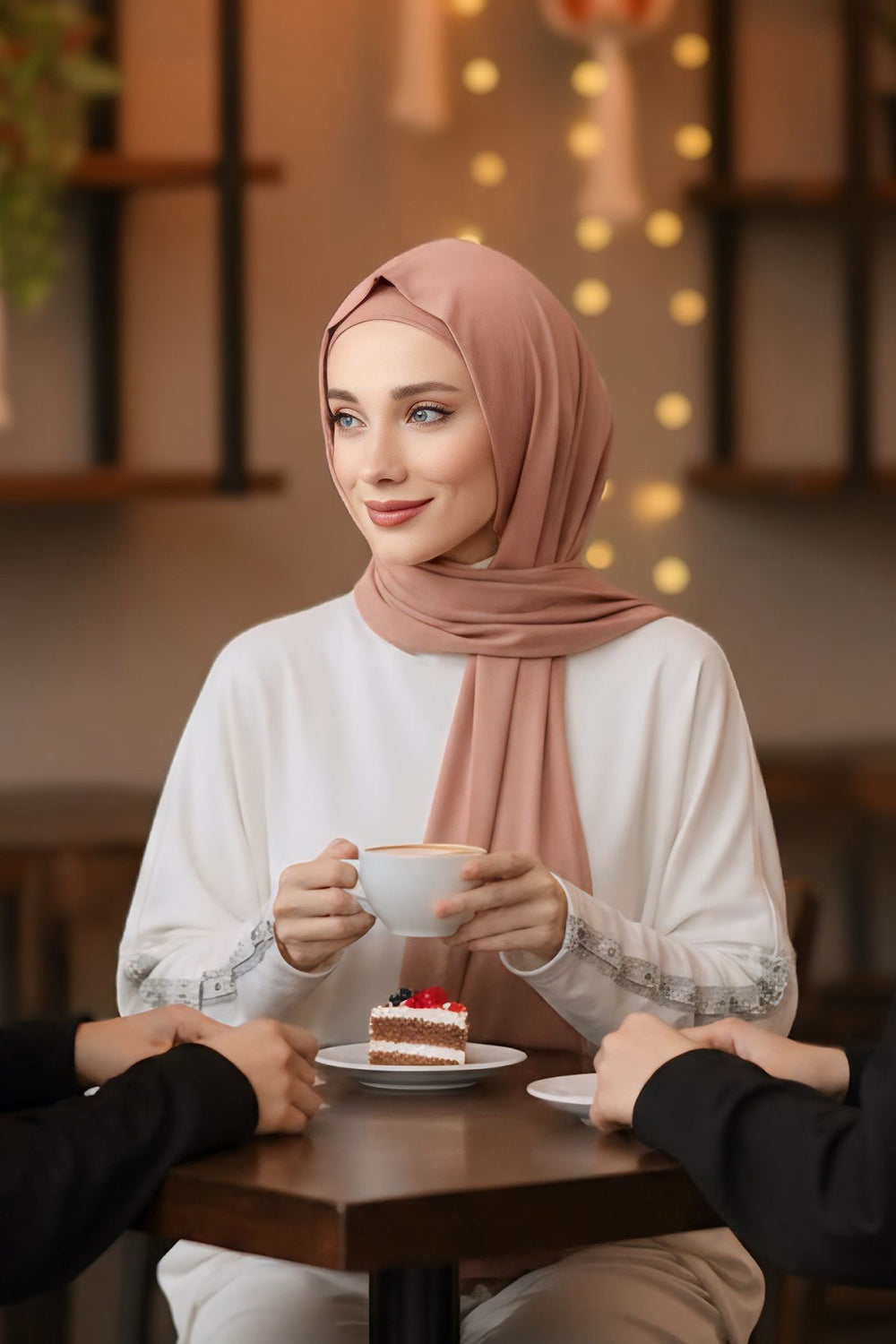 Two-Piece Jersey Hijab Set – Soft Scarf and Matching Undercap, Plain Jersey Hijab & Undercap Set for Everyday Wear,PS-57 Salmon