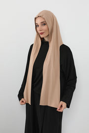 Two-Piece Jersey Hijab Set – Soft Scarf and Matching Undercap, Plain Jersey Hijab & Undercap Set for Everyday Wear,PS-57 Sand Brown