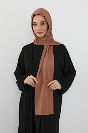 Two-Piece Jersey Hijab Set – Soft Scarf and Matching Undercap, Plain Jersey Hijab & Undercap Set for Everyday Wear,PS-57 Caramel Brown