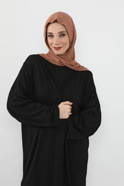 Two-Piece Jersey Hijab Set – Soft Scarf and Matching Undercap, Plain Jersey Hijab & Undercap Set for Everyday Wear,PS-57 Caramel Brown