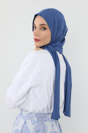 Two-Piece Jersey Hijab Set – Soft Scarf and Matching Undercap, Plain Jersey Hijab & Undercap Set for Everyday Wear,PS-57 İndigo
