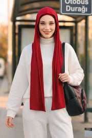 Two-Piece Jersey Hijab Set – Soft Scarf and Matching Undercap, Plain Jersey Hijab & Undercap Set for Everyday Wear,PS-57 Maroon