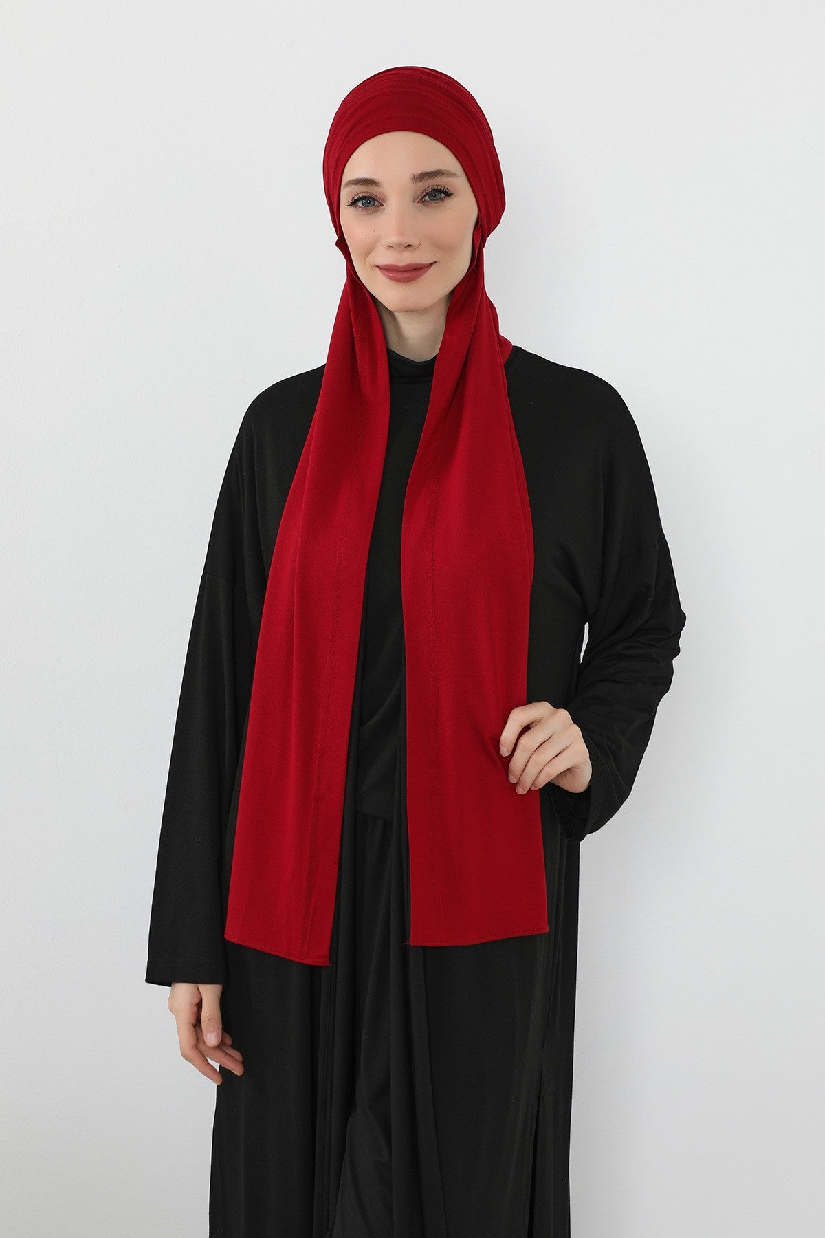 Two-Piece Jersey Hijab Set – Soft Scarf and Matching Undercap, Plain Jersey Hijab & Undercap Set for Everyday Wear,PS-57 Maroon