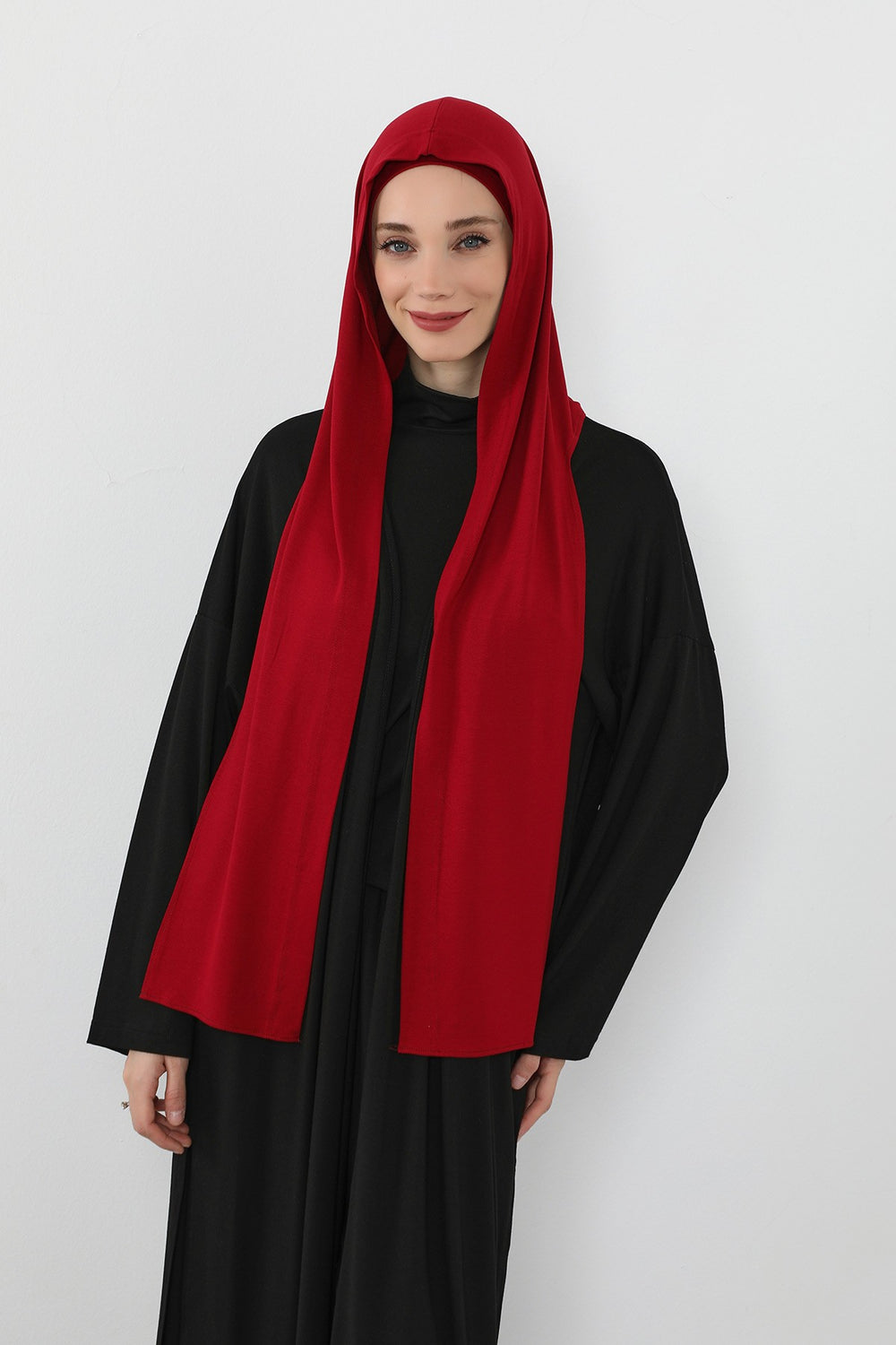 Two-Piece Jersey Hijab Set – Soft Scarf and Matching Undercap, Plain Jersey Hijab & Undercap Set for Everyday Wear,PS-57 Maroon
