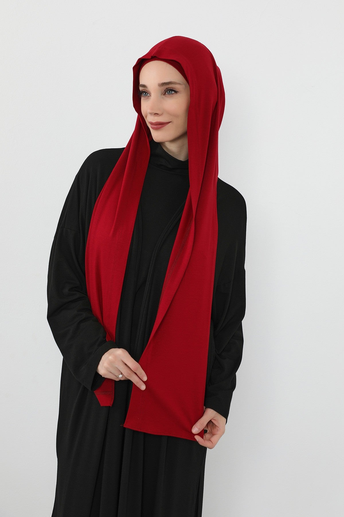 Two-Piece Jersey Hijab Set – Soft Scarf and Matching Undercap, Plain Jersey Hijab & Undercap Set for Everyday Wear,PS-57 Maroon
