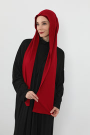 Two-Piece Jersey Hijab Set – Soft Scarf and Matching Undercap, Plain Jersey Hijab & Undercap Set for Everyday Wear,PS-57 Maroon