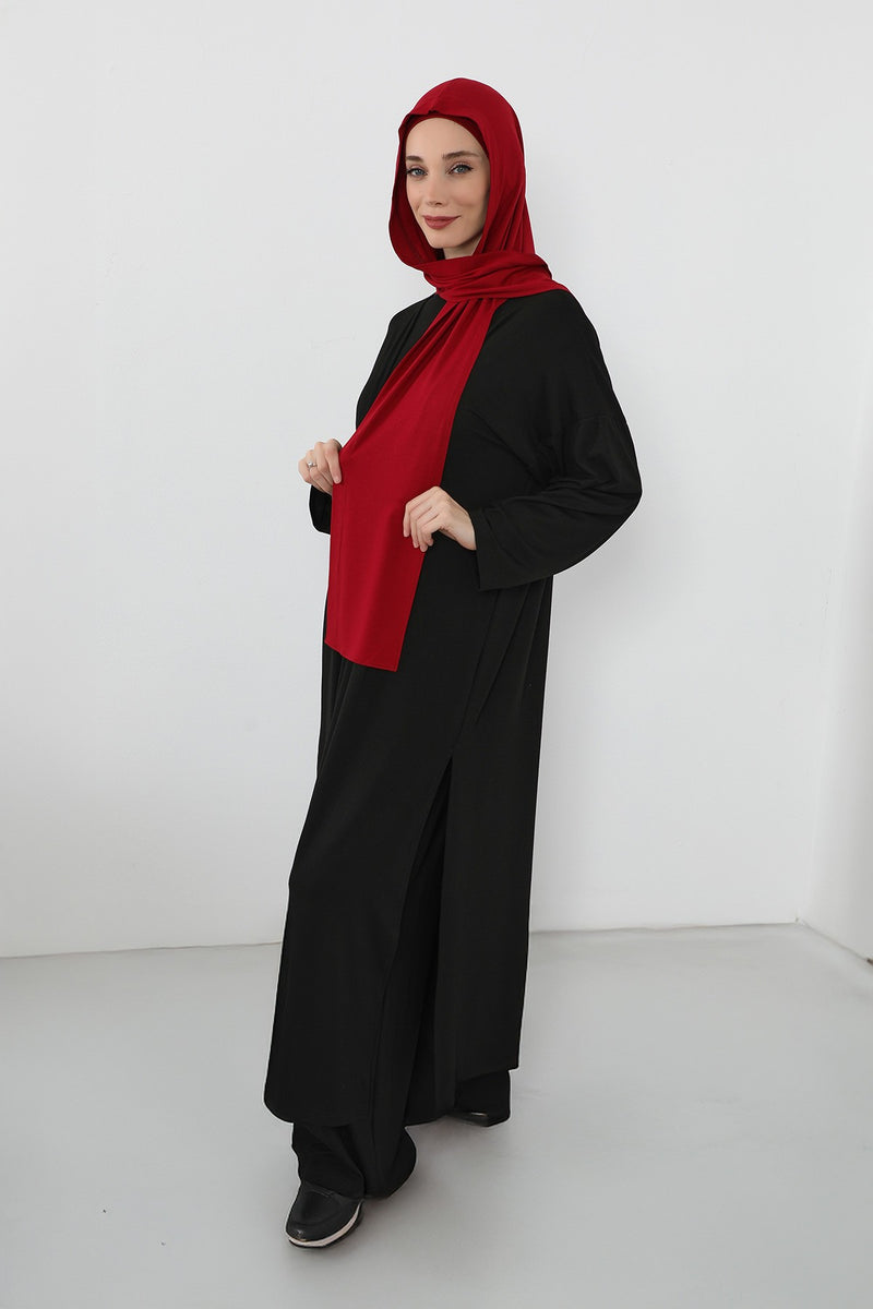 Two-Piece Jersey Hijab Set – Soft Scarf and Matching Undercap, Plain Jersey Hijab & Undercap Set for Everyday Wear,PS-57 Maroon