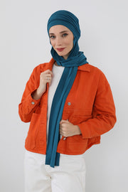 Two-Piece Jersey Hijab Set – Soft Scarf and Matching Undercap, Plain Jersey Hijab & Undercap Set for Everyday Wear,PS-57 Petrol Blue