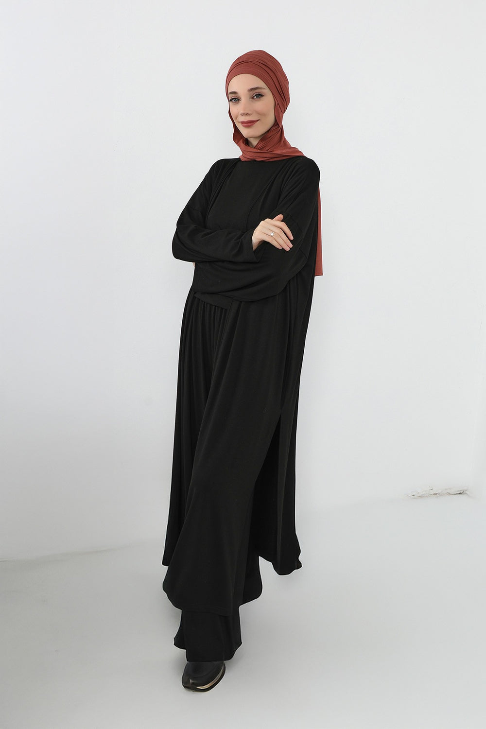 Two-Piece Jersey Hijab Set – Soft Scarf and Matching Undercap, Plain Jersey Hijab & Undercap Set for Everyday Wear,PS-57 Cinnamon