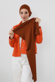 Two-Piece Jersey Hijab Set – Soft Scarf and Matching Undercap, Plain Jersey Hijab & Undercap Set for Everyday Wear,PS-57 Tile Red