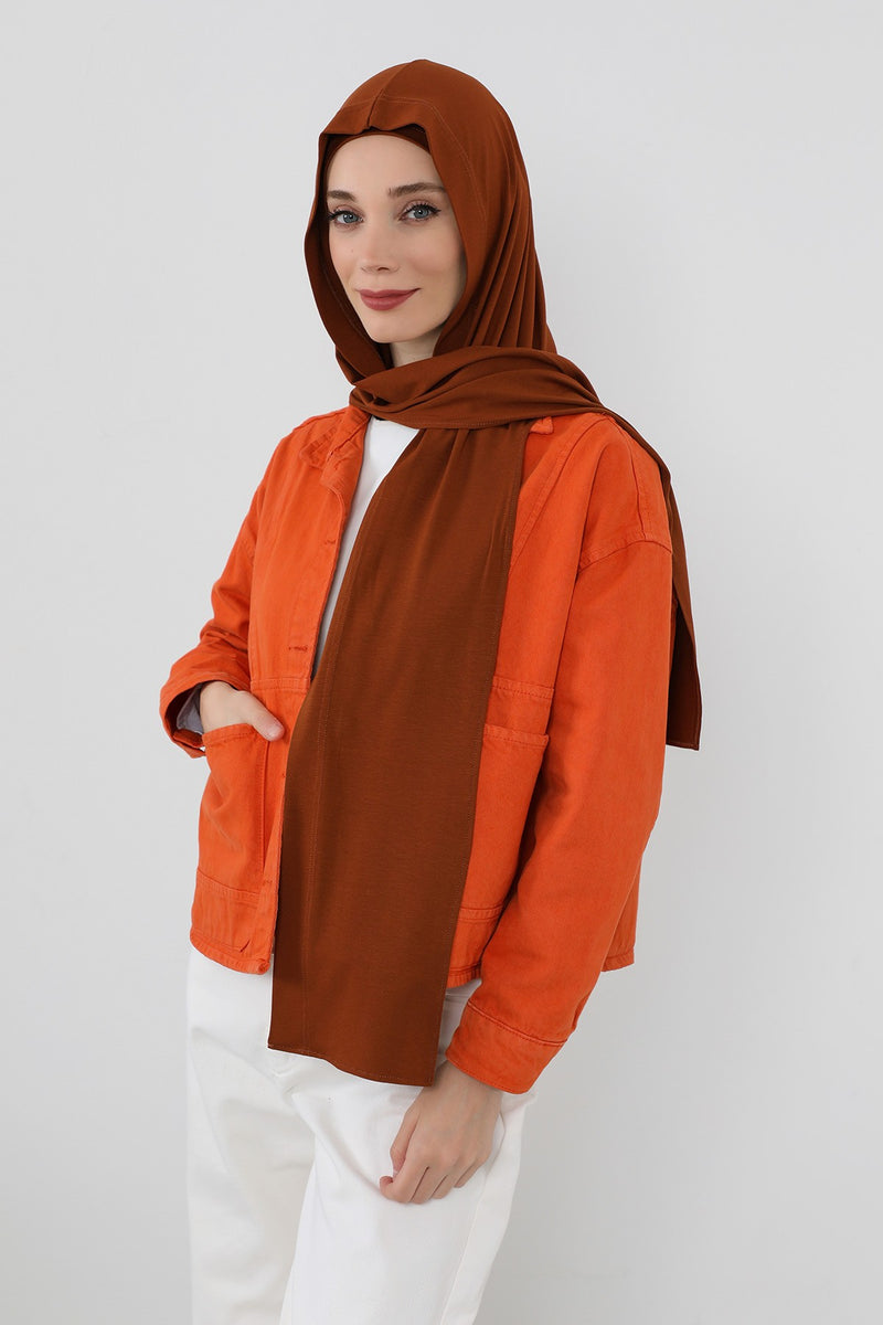Two-Piece Jersey Hijab Set – Soft Scarf and Matching Undercap, Plain Jersey Hijab & Undercap Set for Everyday Wear,PS-57 Tile Red
