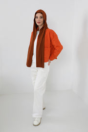 Two-Piece Jersey Hijab Set – Soft Scarf and Matching Undercap, Plain Jersey Hijab & Undercap Set for Everyday Wear,PS-57 Tile Red