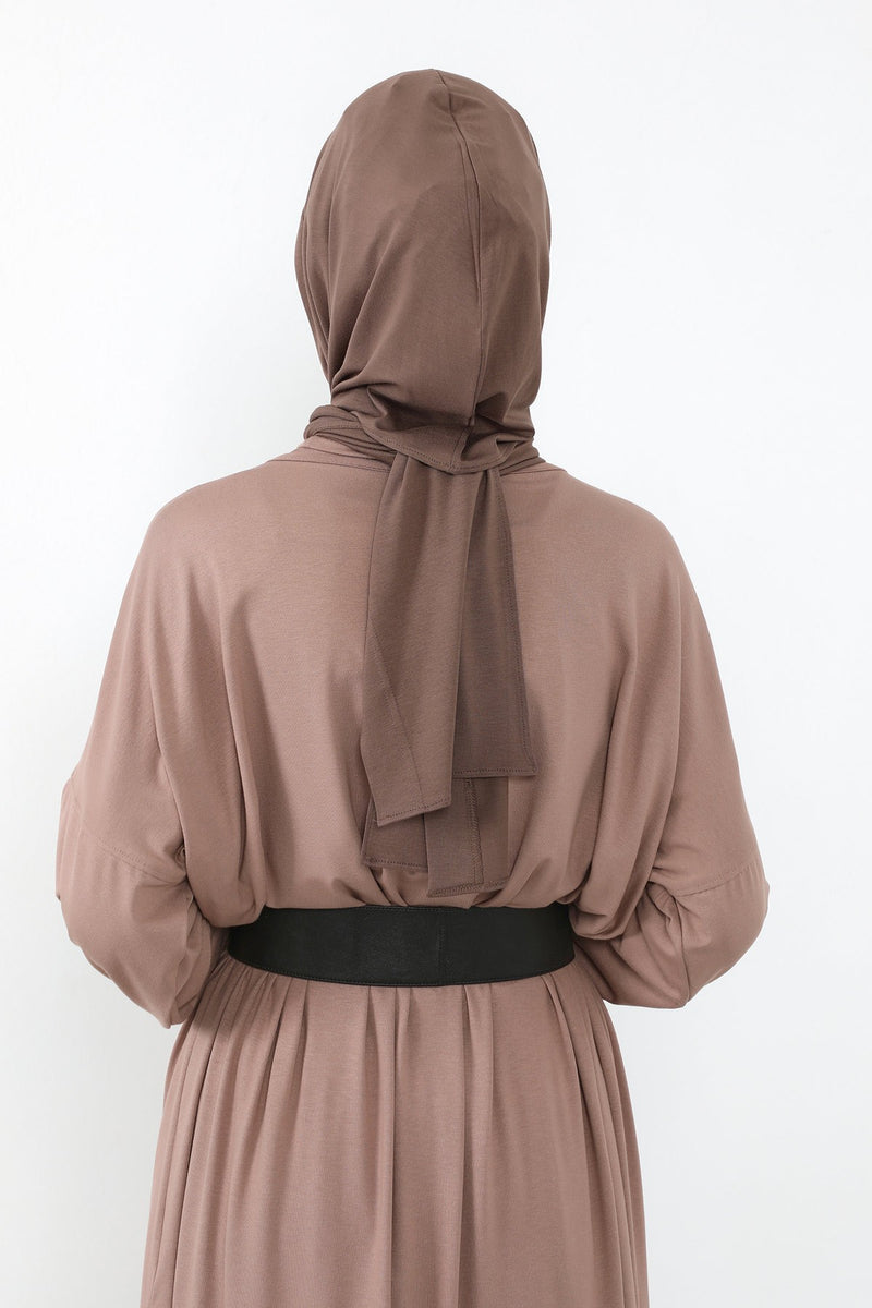 Two-Piece Jersey Hijab Set – Soft Scarf and Matching Undercap, Plain Jersey Hijab & Undercap Set for Everyday Wear,PS-57 Chocolate