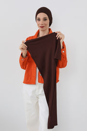 Two-Piece Jersey Hijab Set – Soft Scarf and Matching Undercap, Plain Jersey Hijab & Undercap Set for Everyday Wear,PS-57 Brown