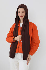 Two-Piece Jersey Hijab Set – Soft Scarf and Matching Undercap, Plain Jersey Hijab & Undercap Set for Everyday Wear,PS-57 Brown