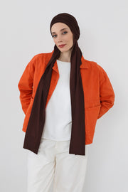 Two-Piece Jersey Hijab Set – Soft Scarf and Matching Undercap, Plain Jersey Hijab & Undercap Set for Everyday Wear,PS-57 Brown