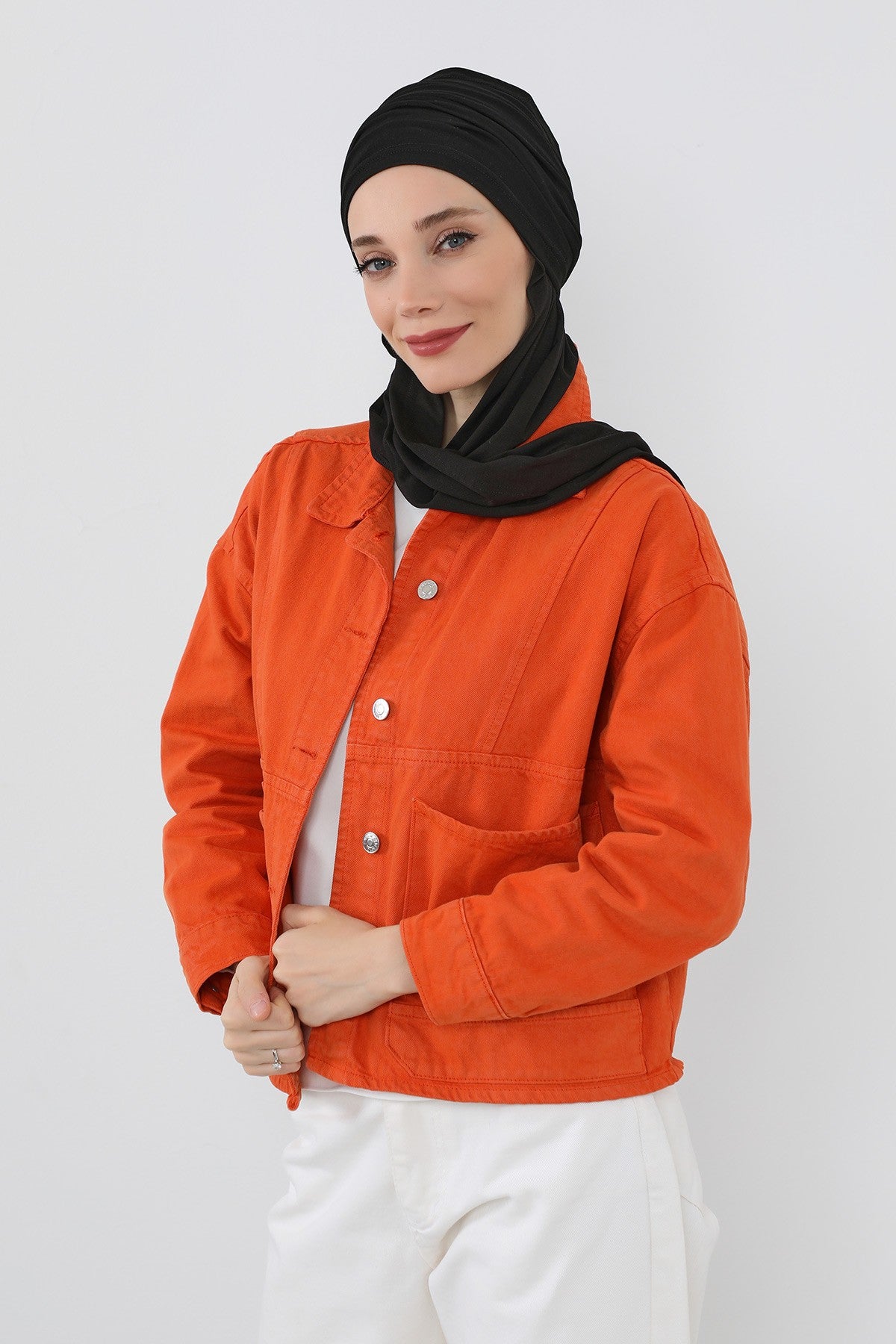 Two-Piece Jersey Hijab Set – Soft Scarf and Matching Undercap, Plain Jersey Hijab & Undercap Set for Everyday Wear,PS-57 Black