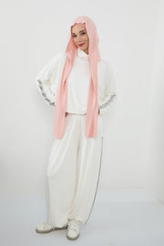 Two-Piece Jersey Hijab Set – Soft Scarf and Matching Undercap, Plain Jersey Hijab & Undercap Set for Everyday Wear,PS-57 Powder