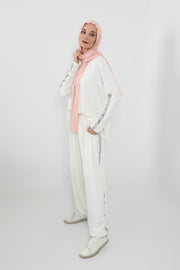 Two-Piece Jersey Hijab Set – Soft Scarf and Matching Undercap, Plain Jersey Hijab & Undercap Set for Everyday Wear,PS-57 Powder