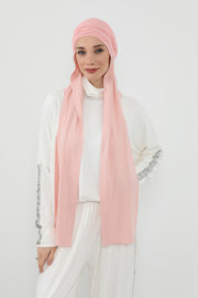 Two-Piece Jersey Hijab Set – Soft Scarf and Matching Undercap, Plain Jersey Hijab & Undercap Set for Everyday Wear,PS-57 Powder