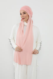 Two-Piece Jersey Hijab Set – Soft Scarf and Matching Undercap, Plain Jersey Hijab & Undercap Set for Everyday Wear,PS-57 Powder