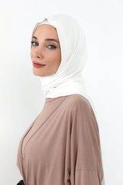 Two-Piece Jersey Hijab Set – Soft Scarf and Matching Undercap, Plain Jersey Hijab & Undercap Set for Everyday Wear,PS-57 Ivory