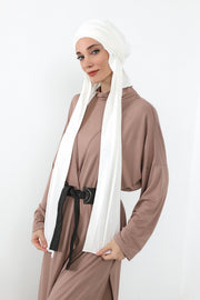 Two-Piece Jersey Hijab Set – Soft Scarf and Matching Undercap, Plain Jersey Hijab & Undercap Set for Everyday Wear,PS-57 Ivory