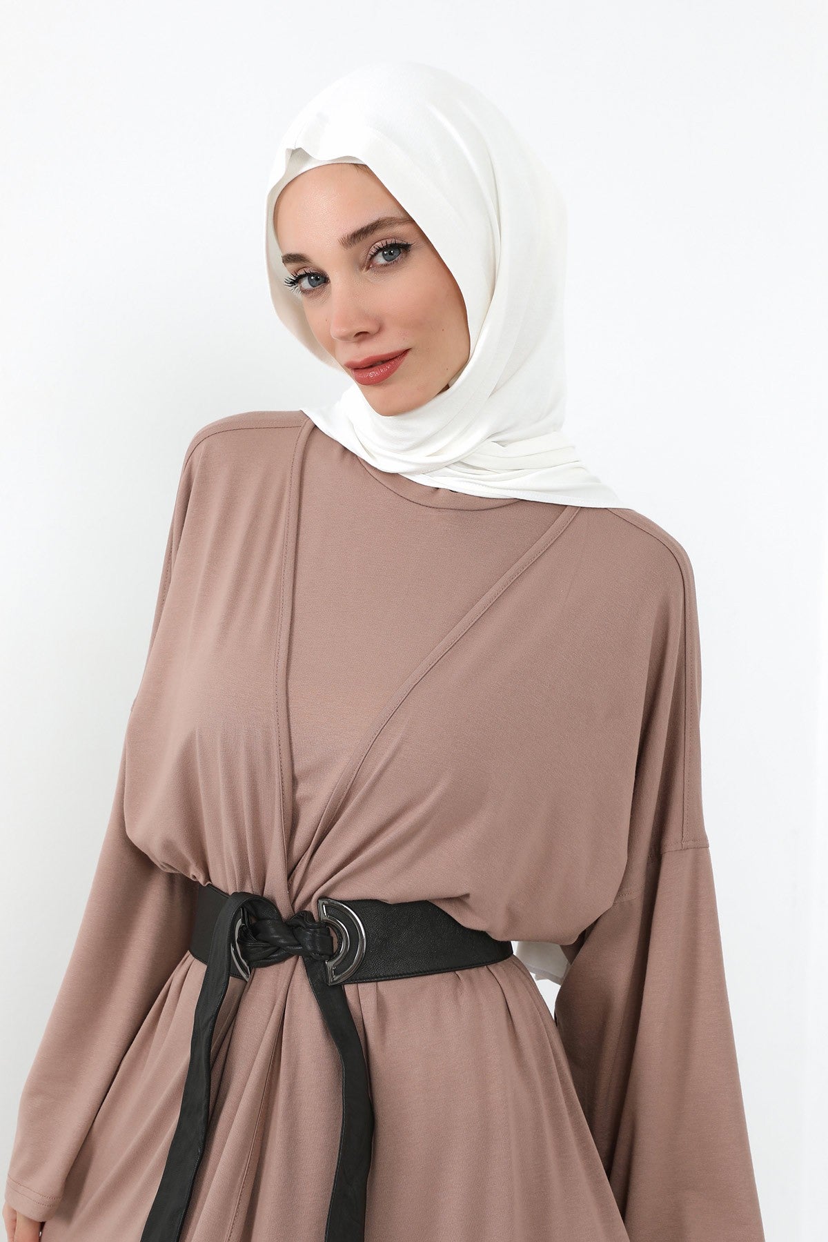 Two-Piece Jersey Hijab Set – Soft Scarf and Matching Undercap, Plain Jersey Hijab & Undercap Set for Everyday Wear,PS-57 Ivory