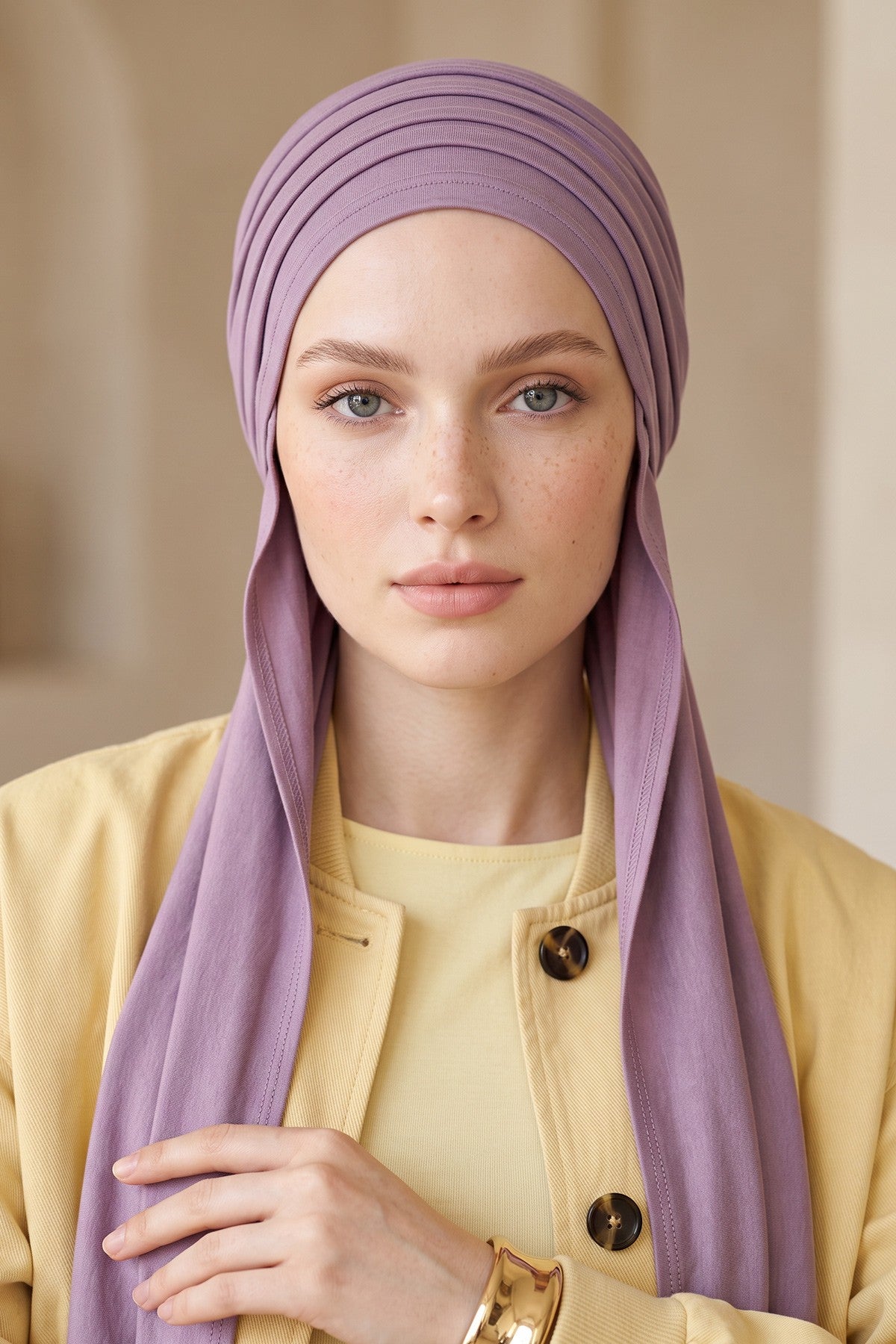 Two-Piece Jersey Hijab Set – Soft Scarf and Matching Undercap, Plain Jersey Hijab & Undercap Set for Everyday Wear,PS-57 Lilac