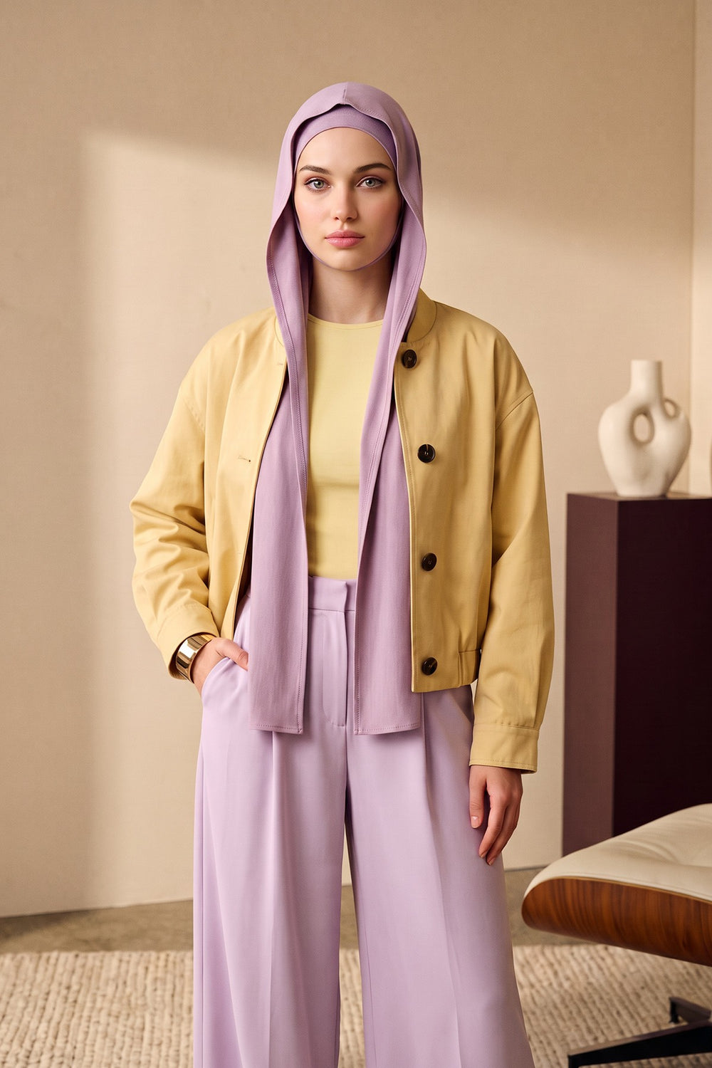 Two-Piece Jersey Hijab Set – Soft Scarf and Matching Undercap, Plain Jersey Hijab & Undercap Set for Everyday Wear,PS-57